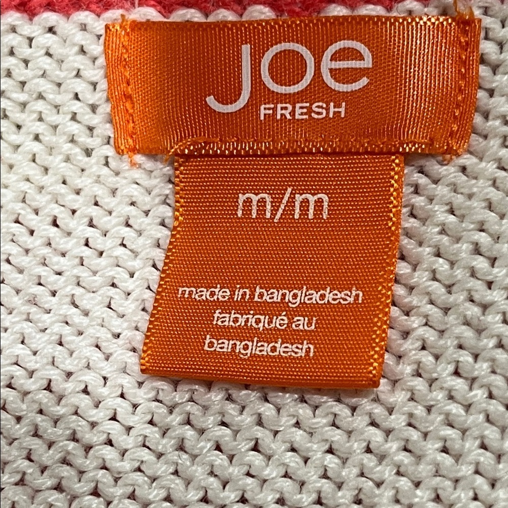 JOE FRESH PINK & WHITE CLASSIC STRIPE CREWNECK  PREPPY SWEATER, WOMEN SIZE M - Picture 3 of 8